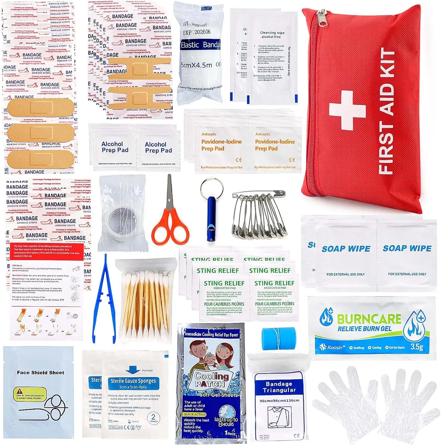 

107 Piece First Aid Kit for Home, Car, Travel, Camping, Hiking & Outdoor Survival - Compact & Lightweight