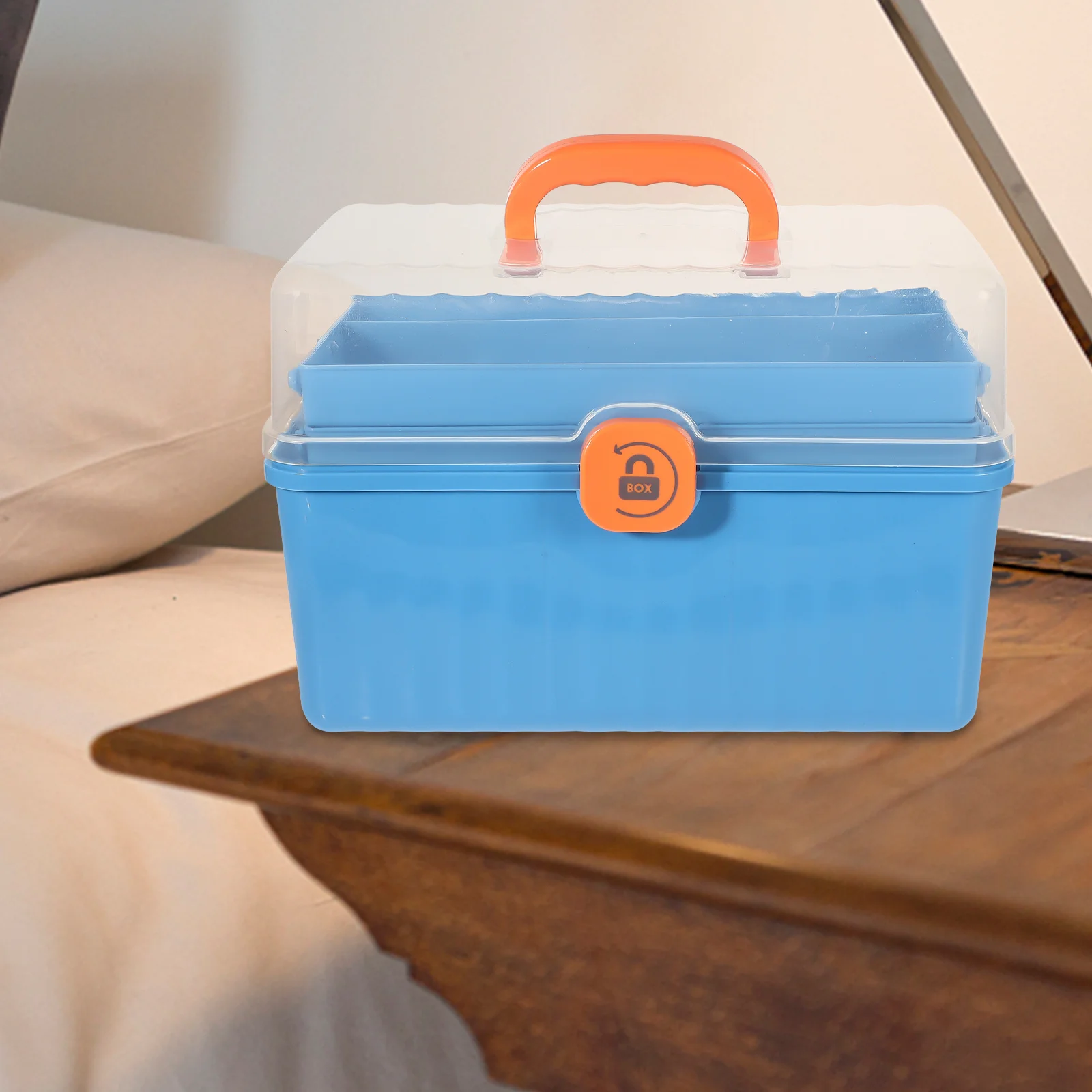 First Aid Box Empty Portable Medicine Case with Handle Multi-Function Storage for Home Camping Sports Team Sturdy Lightweight