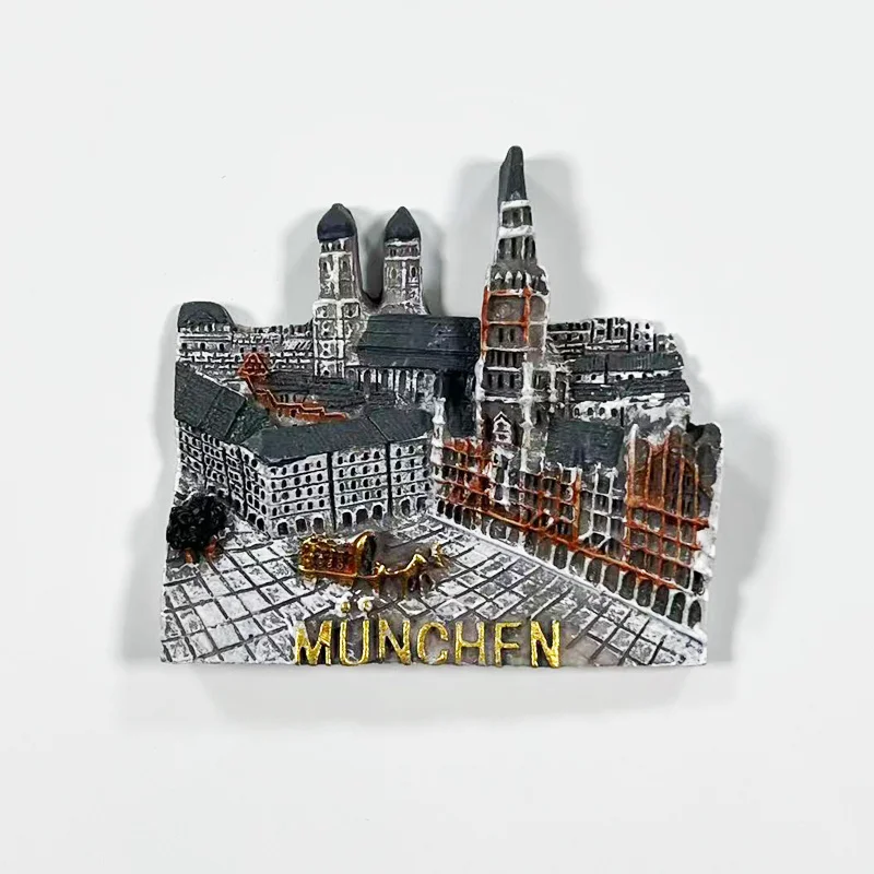 

Magnetic Refrigerator Magnet Munich Landmark Building Scenery Europe Travel Souvenir 3D Decorative Items