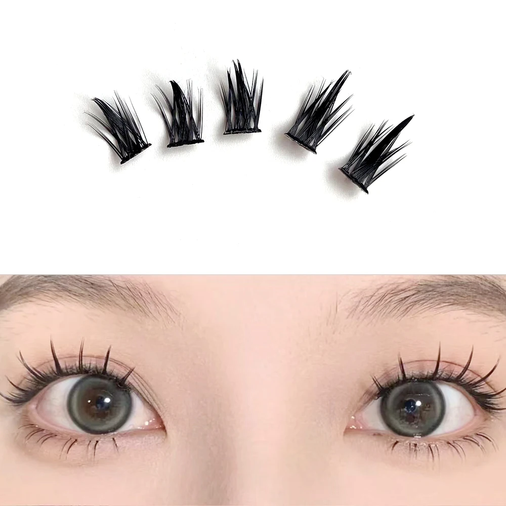 Yelix Anime Lashes Y2K Natural Eyelashes False Manga Spiky Fake Eyelashes Wispy Cat Eye Lashes Cluster Lashes Makeup Cosplay