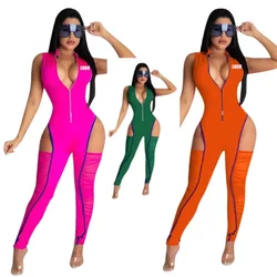 Custom LOGO women's new jumpsuit hip-exposed slim-fit jumpsuit sports fashion pleated jumpsuit