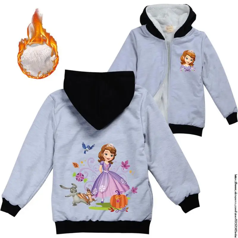 Ragazze moda Disney Sofia Princess felpe con cappuccio bambini felpe bambini Full Zipper cappotti caldi adolescente felpa con cappuccio abbigliamento