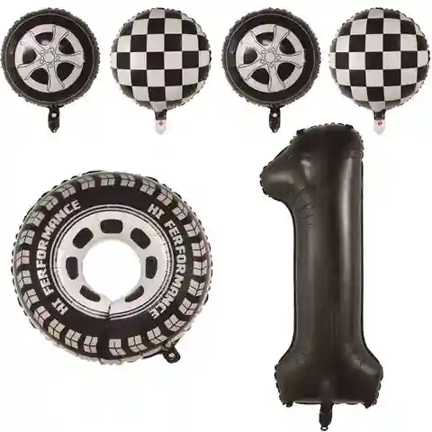 6 pièces Hot Wheels décor de fête d'anniversaire numéro 1 2 3 4 5 6 7 8 garçon voiture de course fournitures de fête à thème ballons de roue deux anniversaire rapide
