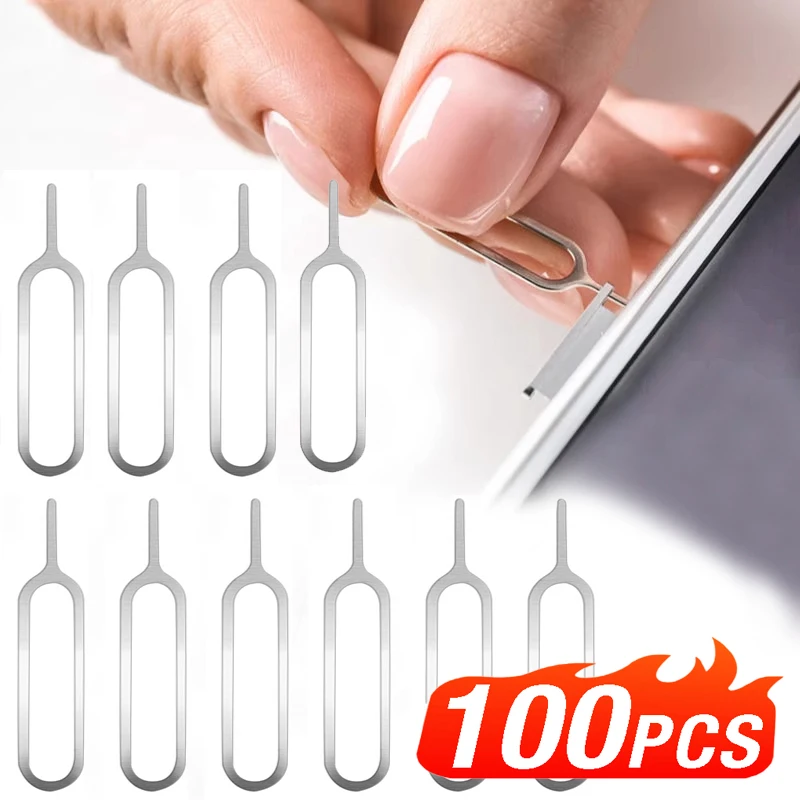 100pcs SIM Card Pin Eject Tool Anti-Lost Card Pin For iPhone Samsung Universal Sim Cards Remover Tray Ejector Pin Key Open Tools