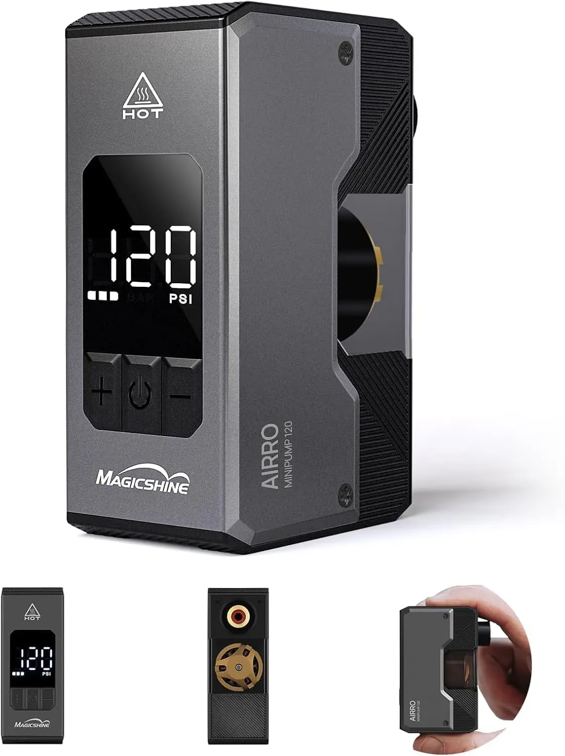 Мини-велосипедный насос Magicshine AIRRO, электрический велосипедный насос макс. 120 фунтов на квадратный дюйм, автоматическая остановка, с цифровым манометром и Presta&Schrader Мини-велосипедный насос Magicshine AIRRO, электрический велосипедный насос макс. 120 фунтов на квадратный дюйм, автоматическая остановка, с цифровым манометром и Presta&Schrader