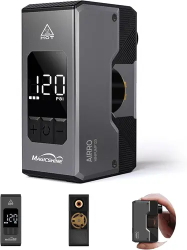 Imagen 1 del producto Mini bomba de bicicleta Magicshine AIRRO, bomba de bicicleta eléctrica máxima de 120 PSI, parada automática, con manómetro digital con Presta y Schrader