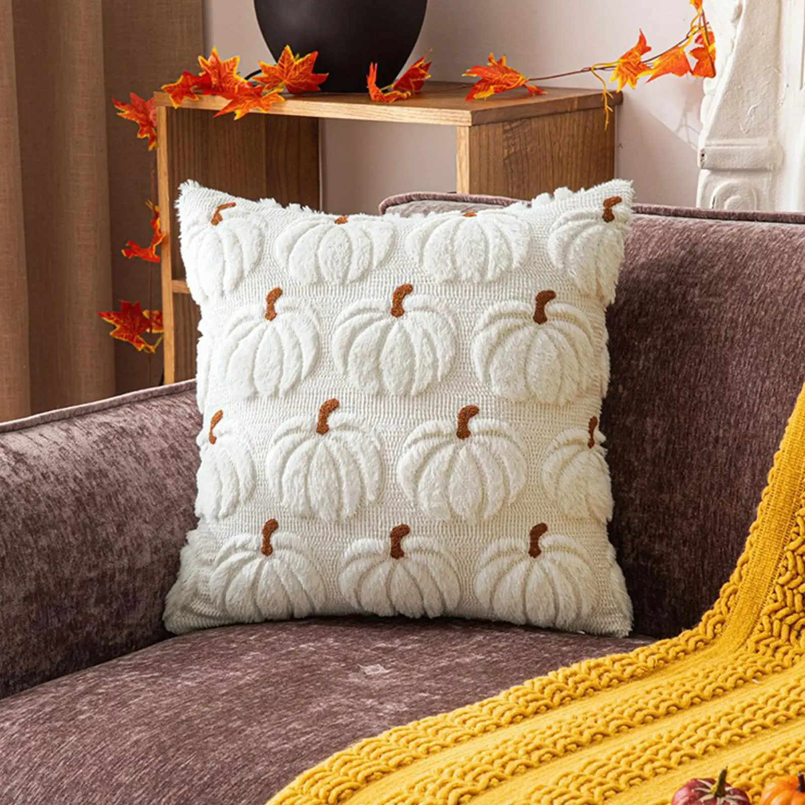 Dekorative Kissenbezüge mit Kürbisherbst – saisonale Kissenbezüge für Couch, Sofa, Bett, Auto und Fotohintergrund