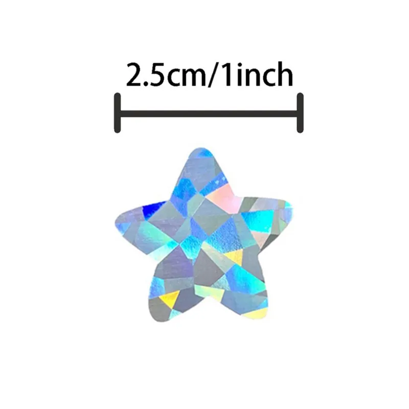 100-500pcs Holographic Star Reward Stickers Silvery 1-Inch Foil Labels for Kids Classroom Wall Crafts