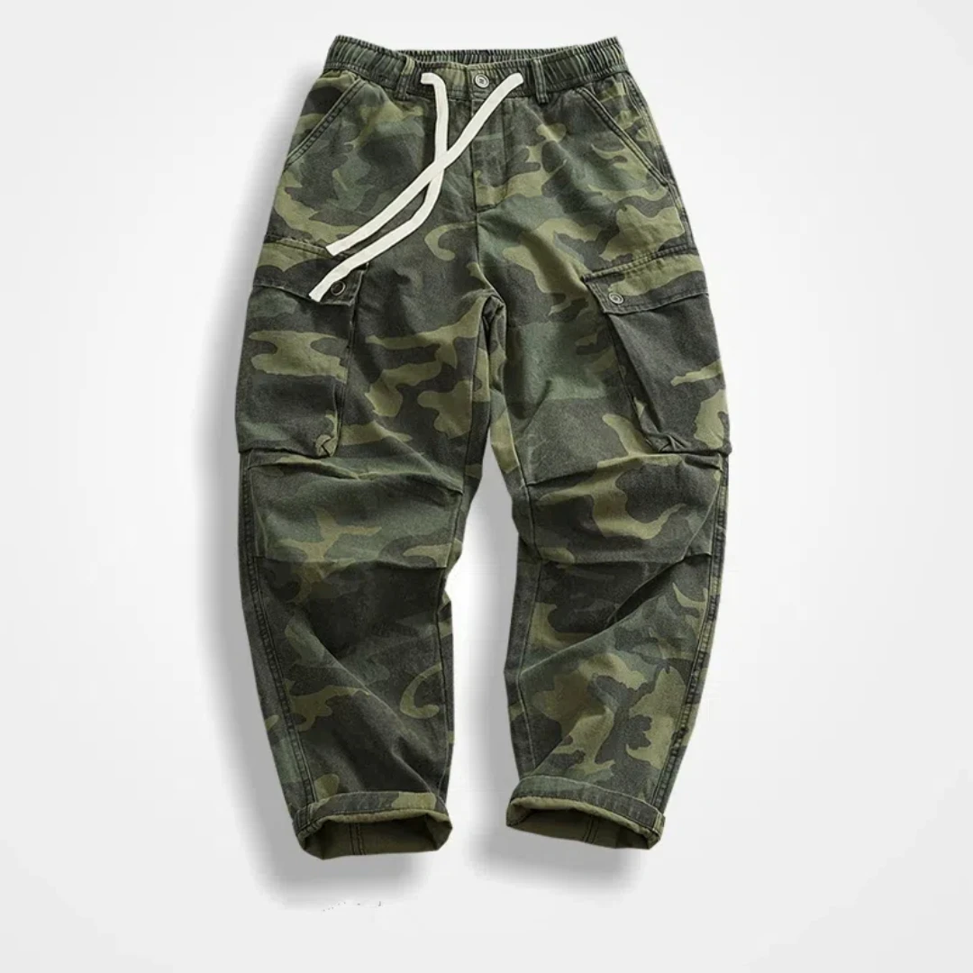 

Retro classic modified 3D fit tailored cargo pants men's trend camouflage straight leg loose micro-cone casual pants