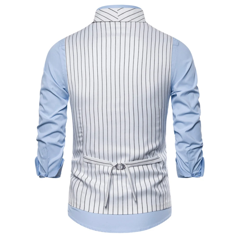 Men's Lapel Vest with Retro Striped Pattern  Sleeveless Waistcoat Jacket  Formal and Casual Wear  Various Sizes