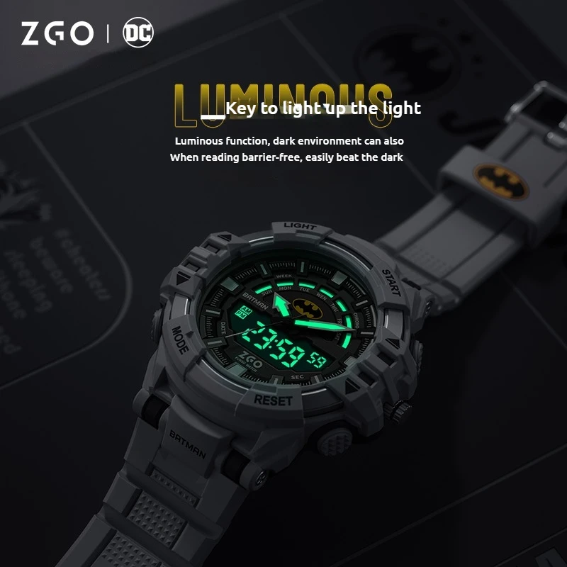 Warner Dc Superman Joint Watch Male PU Teen Student Sports Waterproof Cool Glow-In-The-Dark Trend Electronic Watch Men Gift