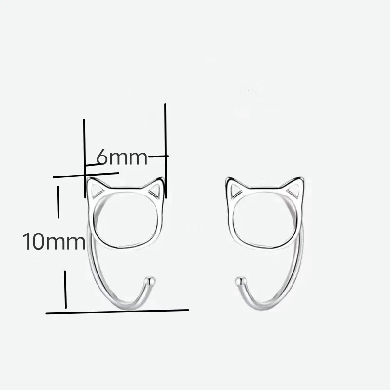 Fashion Simple Hollow Cute Cat Stud Earrings For Women Girls Silver Color Small Earrings Teen Jewelry image 6