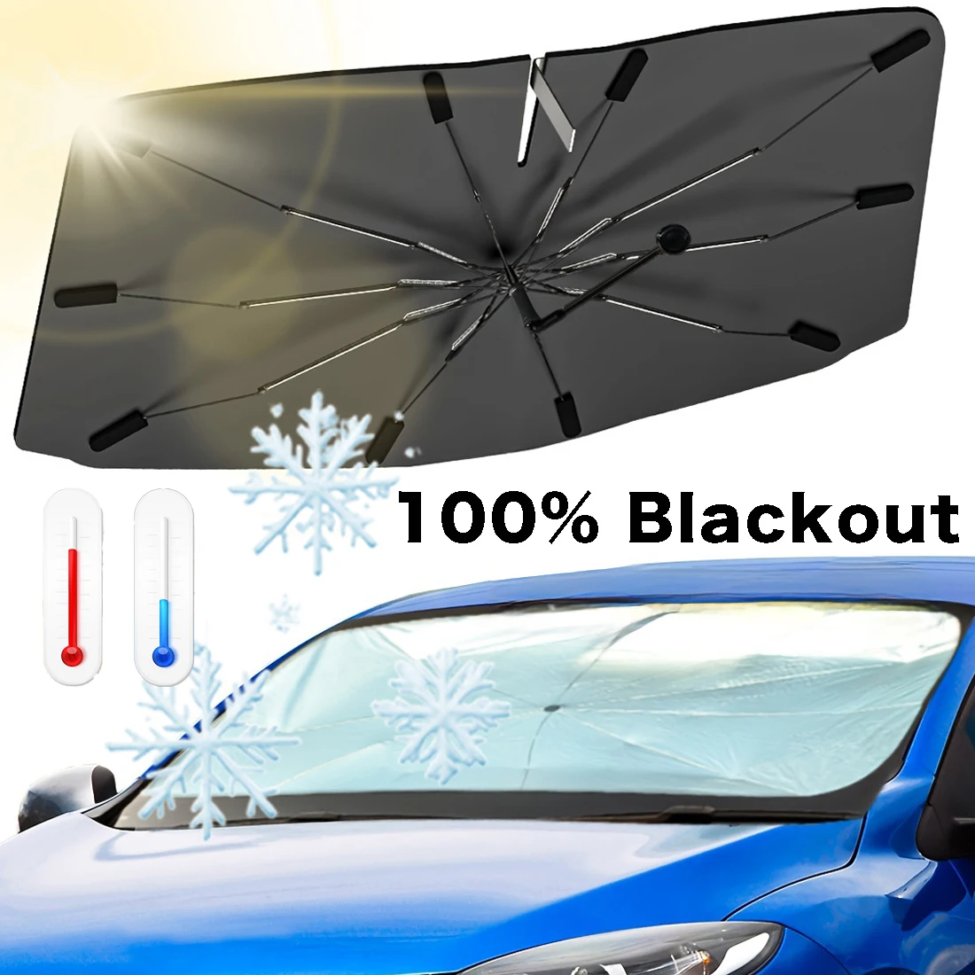 

Car Umbrella Sunshade Windshield Front Cover Window Foldable Sun Shade Block Heat Portable Bent Parasol Auto Curved Model Shades