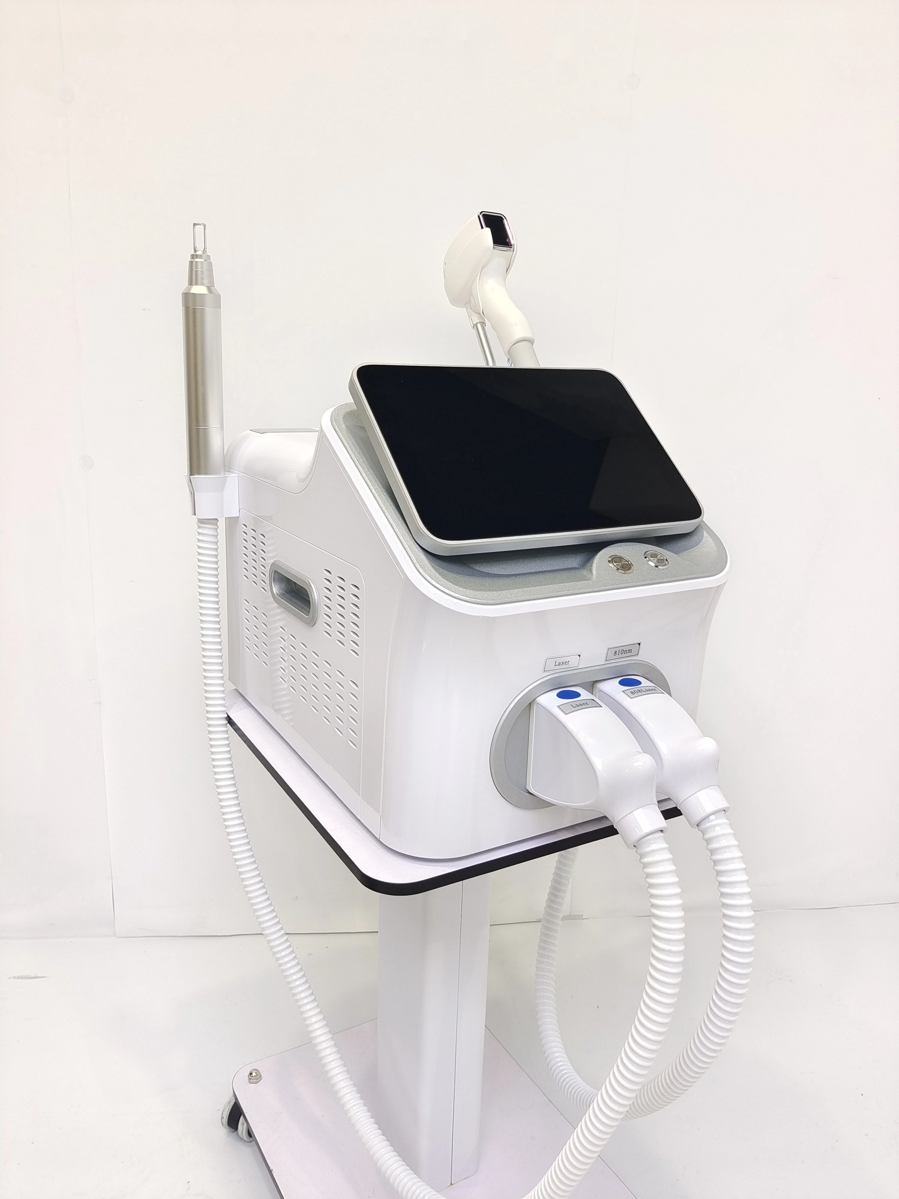 Desktop 2‑Handles Multifunctional Beauty Machine,808 Diode Laser Hair Removal + Picosecond Tattoo Remove,Ice Cooling Painless Hair Reduction Pigment Fade Black Doll,5000W 10‑20bar Adjustable 60M Shots All Skin Tones Factory Direct 2Y Warranty For Salon view 4