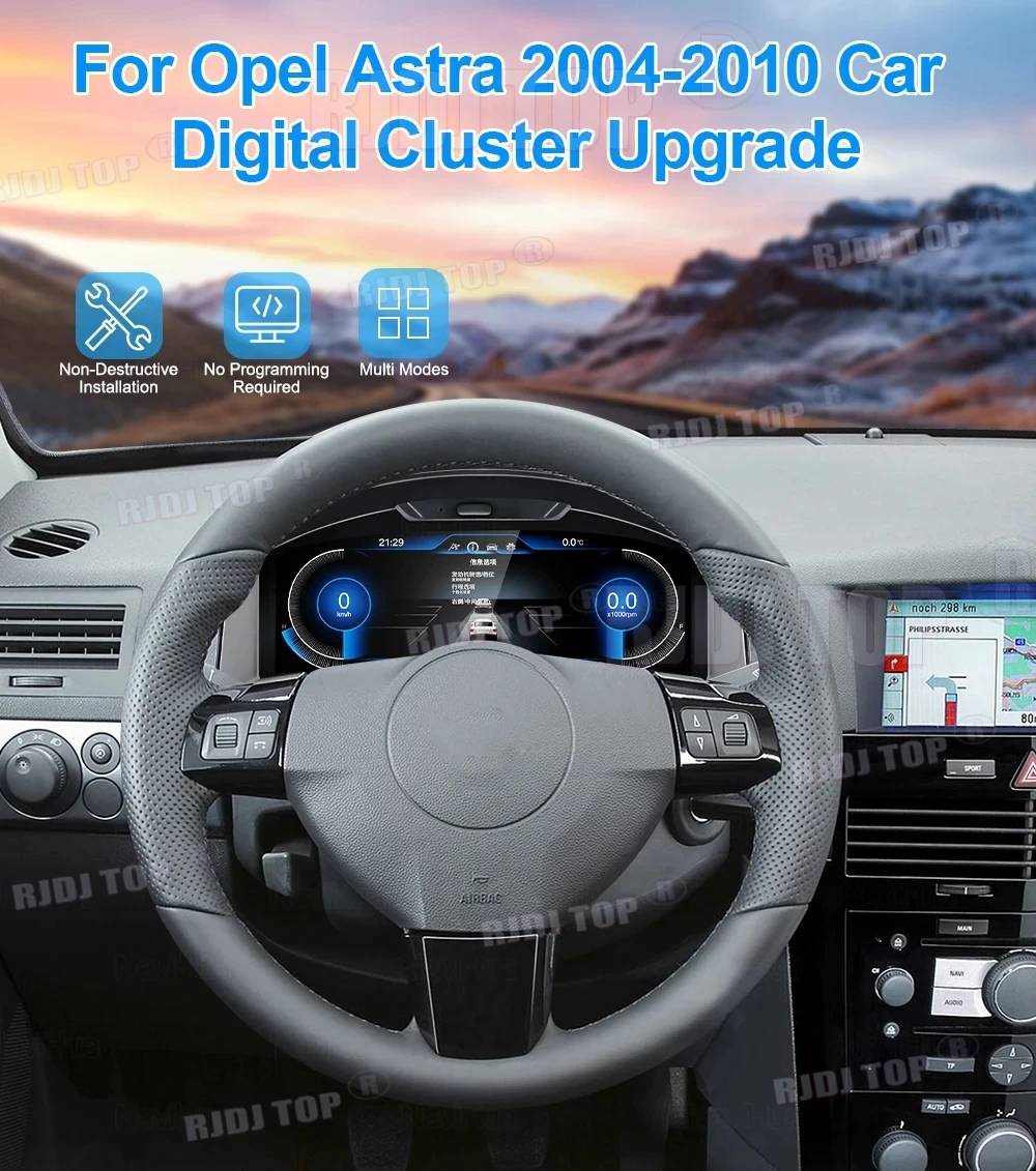 12.3 بوصة العنقودية الرقمية لأوبل أسترا 2004-2010 LCD لوحة العدادات الظاهري كوكبيت سرعة متر لوحة القيادة اكسسوارات السيارات