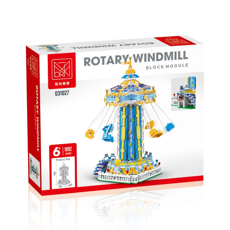 IN STOCK 031027 1892pcs Electric Amusement Park Rotating Windmill Building Blocks Bricks Model Children's Toys Birthday Gift Set