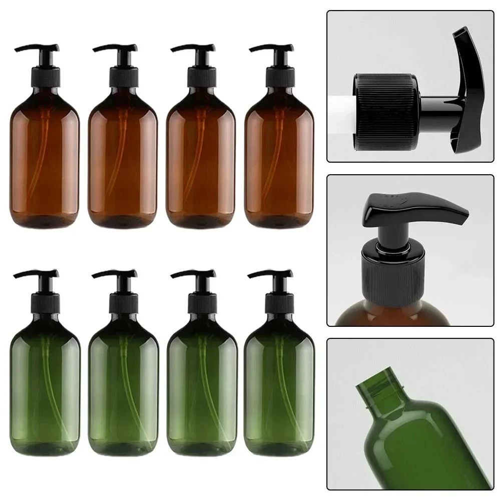Dispensador de jabón para baño, botella dispensadora con bomba de mano reutilizable, Gel de ducha para baño, champú, contenedor de botella rellenable, 4 Uds., 500ml