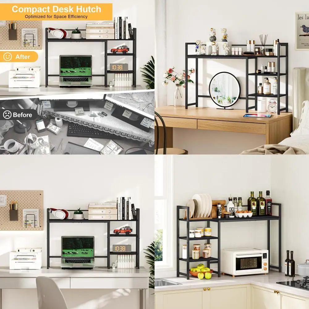 

Большой 4-ярусный деревянный органайзер для стола, полка для хранения для дома, офиса или общежития