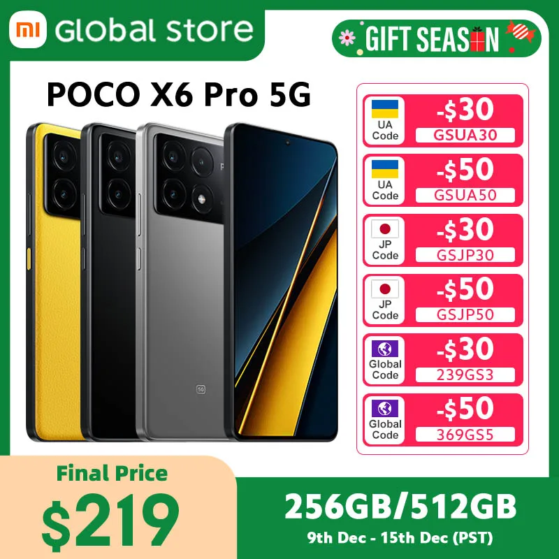 Новый смартфон POCO X6 Pro 5G, глобальная версия, размер NFC, 8300-Ultra, 6,67 дюйма, 1,5 К, 120 Гц, точечный дисплей, 64 МП, камера с OIS, 67 Вт