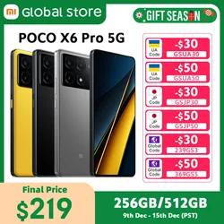 Новый смартфон POCO X6 Pro 5G, глобальная версия, размер NFC, 8300-Ultra, 6,67 дюйма, 1,5 К, 120 Гц, точечный дисплей, 64 МП, камера с OIS, 67 Вт