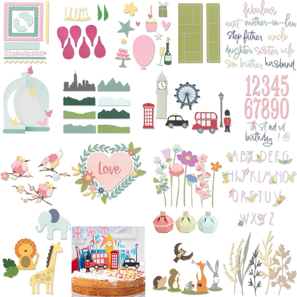 Umschlag Cupcake Box Alphabete Geburtstag Zahlen Stanzformen Fabelhaftes Blumen-Stanzset für DIY Scrapbooking Papier Basteln