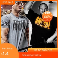 Summer Gym Fitness T-shirt Loose Men's Cotton Shirt Bodybuilding Training Man T Shirt Oversized Sports Short Sleeve Jogger Tee