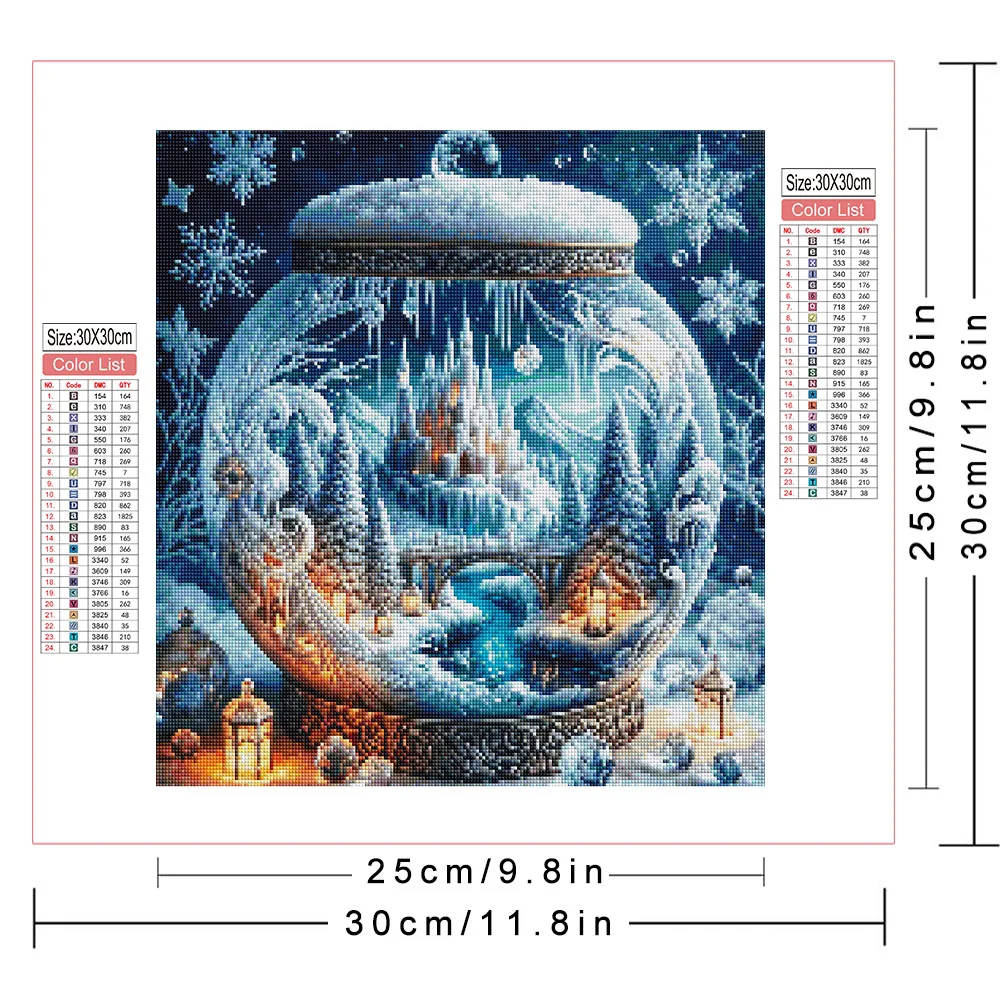 AZQSD Diamond Mosaic Cup Winter Lanscape Diamond Painting Adulte Teaport Full Kits Rhinestones Pictures Wall Decor