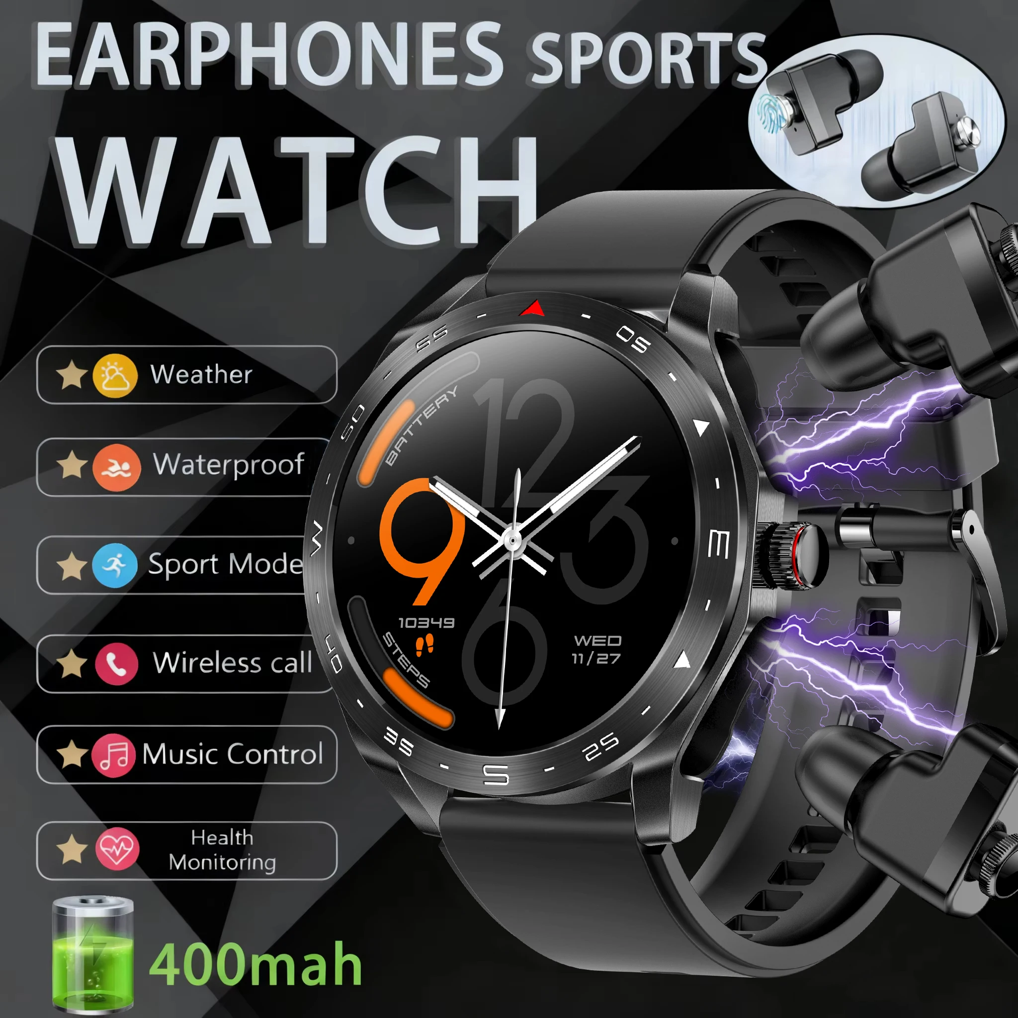 Smartwatch Headset - LIGE TWS 2-in-1 스마트워치, 무선 이어버드