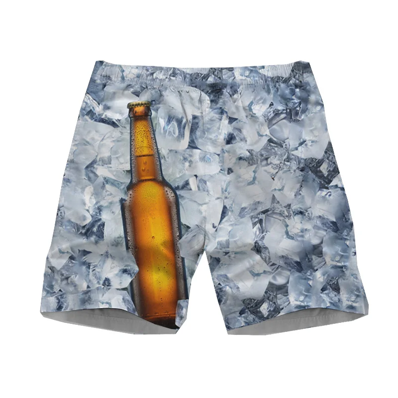 3D Gulf Gedrukt Mannen Strand Shorts Zomer Cool Beer Shorts Unisex Losse Shorts Mannen Sport Hoge taille Badpak 2022