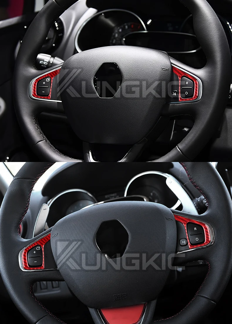Real Soft Carbon Fiber Aufkleber für Renault Clio 4 Mk4 IV 2013 2014 2015 2016 2017 2018 LHD RHD Auto Lenkrad Taste Rahmen Panel – Detail 10