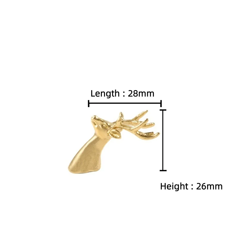 European Style Luxury Deer Head Brass Knobs Furniture Cabinet Door Handles Drawer Pull Knob Kitchen Cabinet Hardware Accessories