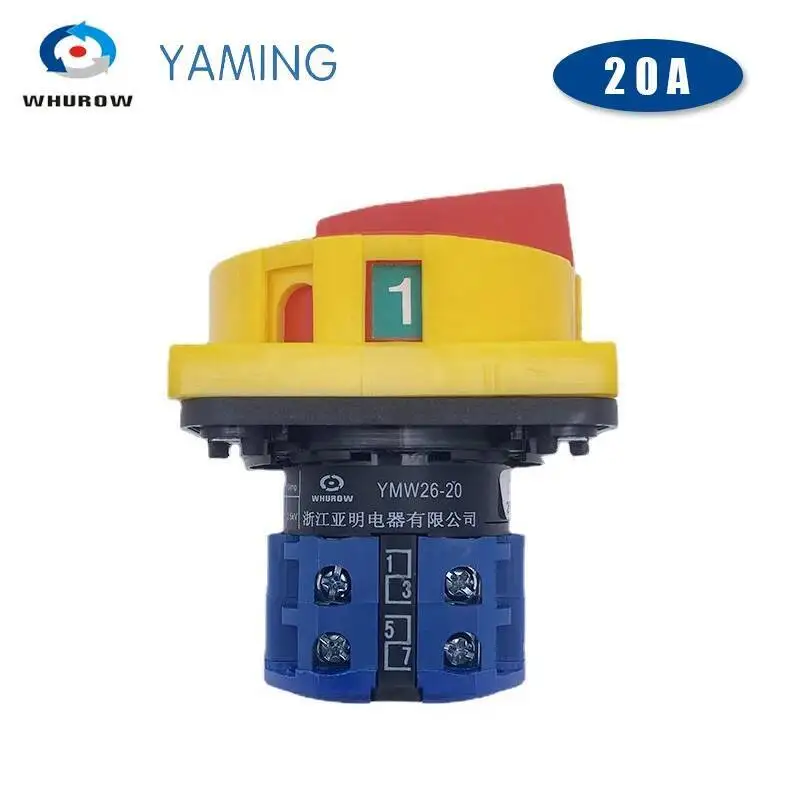 690V 20A Hangslot Roterende nokkenschakelaar met grote plaat OFF-ON 2 Positie 4 Polen 8 Terminals Hoofdkeuzeschakelaar Noodstop LW26-20/2GS