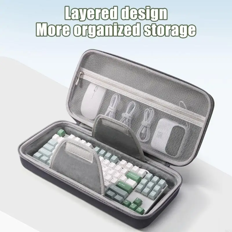 Q6PA Keyboard Storage Bag with Carry Handle, Soft Interior and Pocket for Cables, Desk Accessories, and Daily Carry