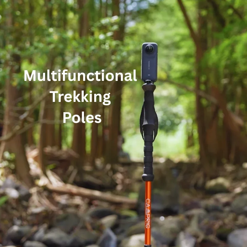 

Selfie Trekking Pole – Ultralight 7075 Aluminum Hiking Poles with Built-in 1/4” Mount, Selfie Clamp, Tripod & Camera Kit – Ad