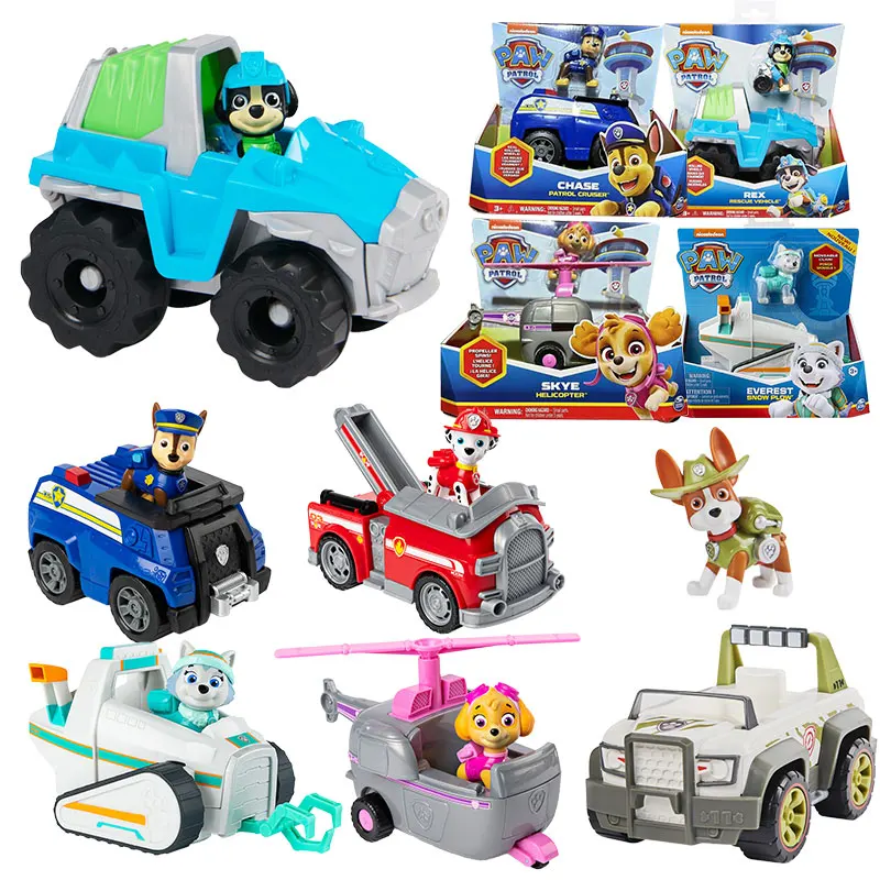 Genuine Paw Patrol Vehicle Rex Chase Skye Marshall Pull Back Cars Ryder Paw Patrol Toy Car Figure Kids Boys Toys Birthday Gifts