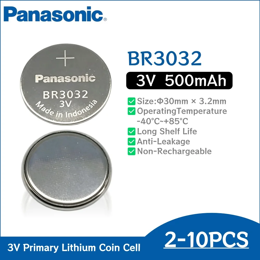 2-10Pcs Panasonic BR3032 3V Button Cell Battery Car Remote Control LED Flash Card Installed Coin Batteries