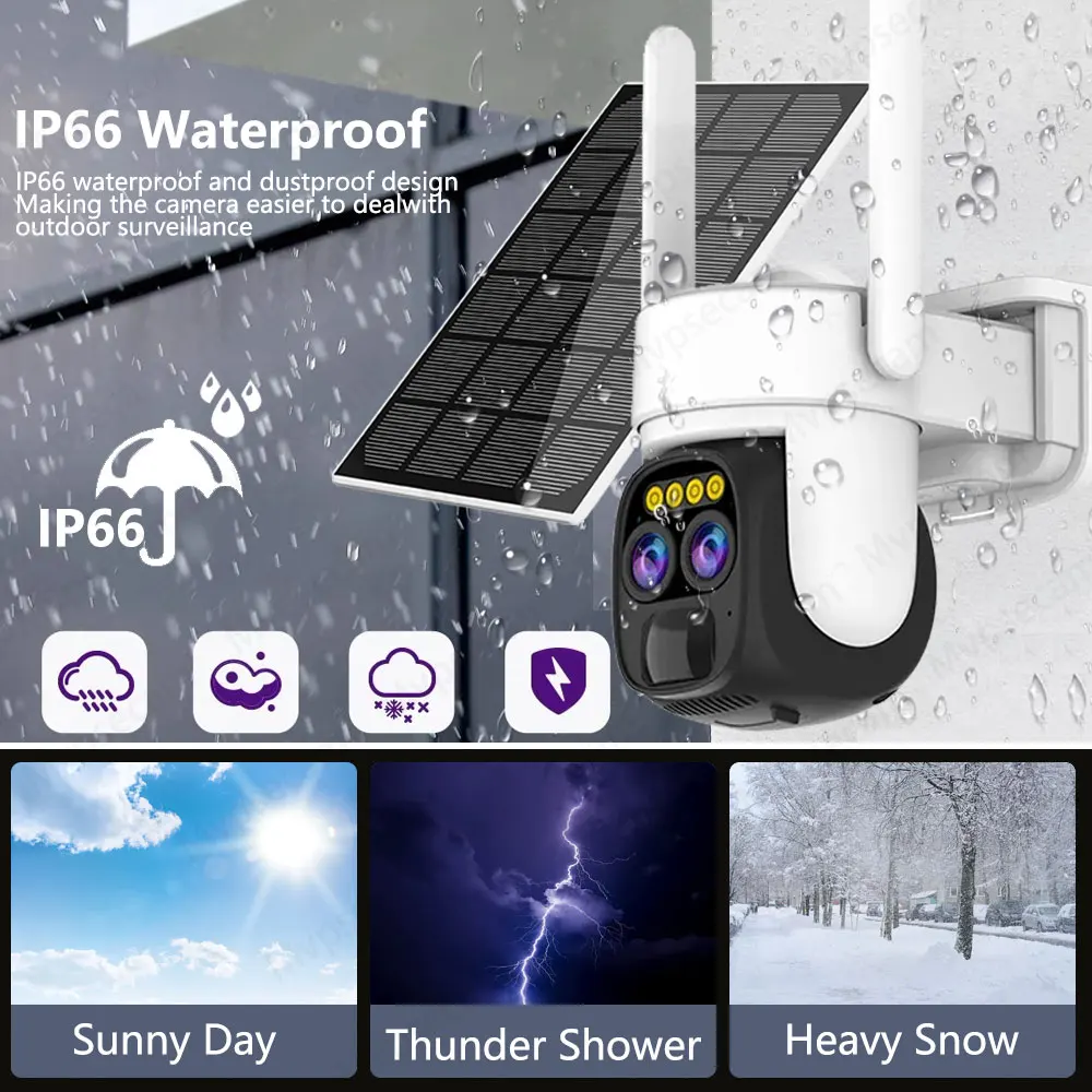 5K عدسة مزدوجة 10x PTZ Zoom O-Kam الشمسية اللاسلكية 24/7 بطارية منخفضة الطاقة واي فاي 10MP الملونة للرؤية الليلية PIR كشف الكاميرا الشمسية #2