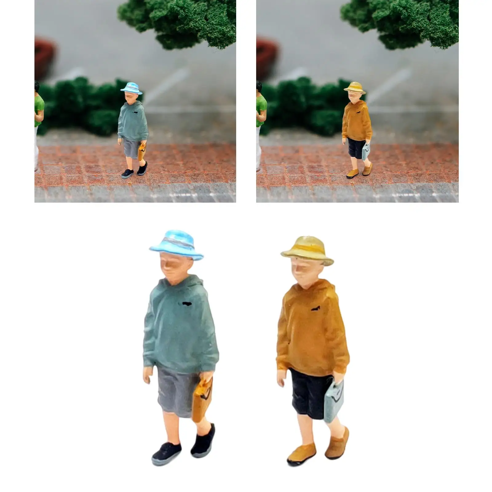 Little FishSuffolk Hat Boy Figurine Jouet, Réaliste, Mignon, Seau, Top Figurine Décorative, Passe-Temps, Figurine en Résine, Modèle de Personnes Miniatures, 1/64