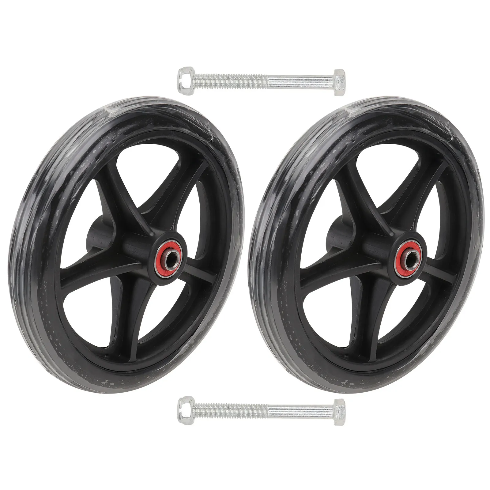 2Pcs Wheelchair Replacement Front Wheels 7 Inch Solid Tire Wheel Manual Wheelchair Accessories Front Tire Bearing Smooth Wear