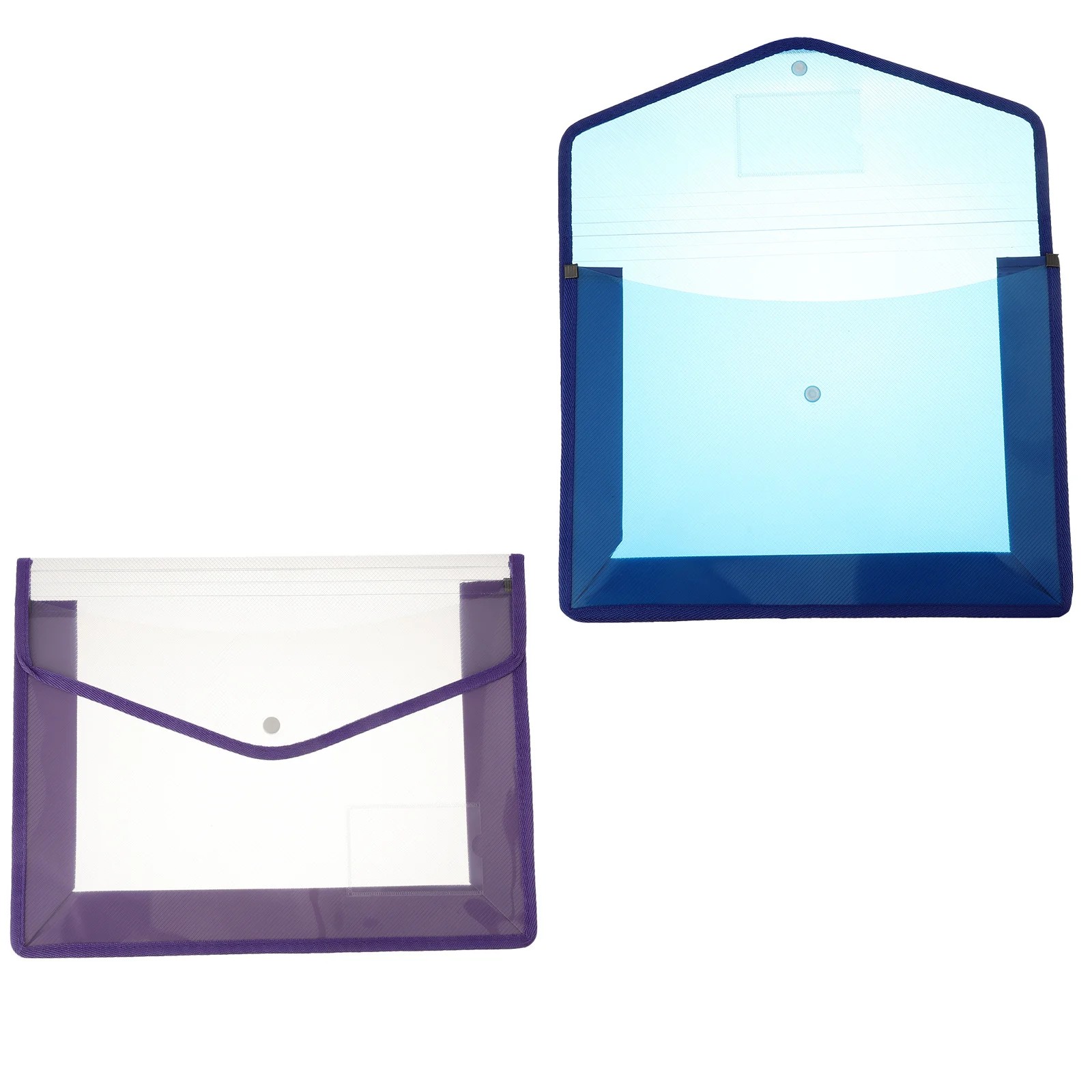 

2Pcs Document Bag Clear Plastic Snap Button Organizer File Folder Envelope Storage Case Snap Button File Bag Document Folder