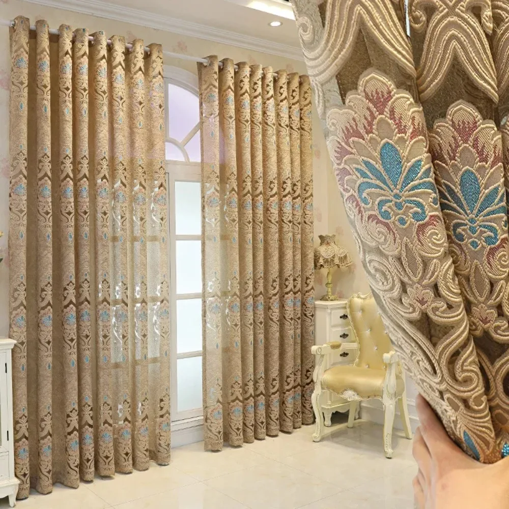 ستارة تول نقل الضوء التخصيص النمط الأوروبي الجديد الفاخرة ستائر مجوفة لغرفة المعيشة غرفة الطعام غرفة نوم النوافذ