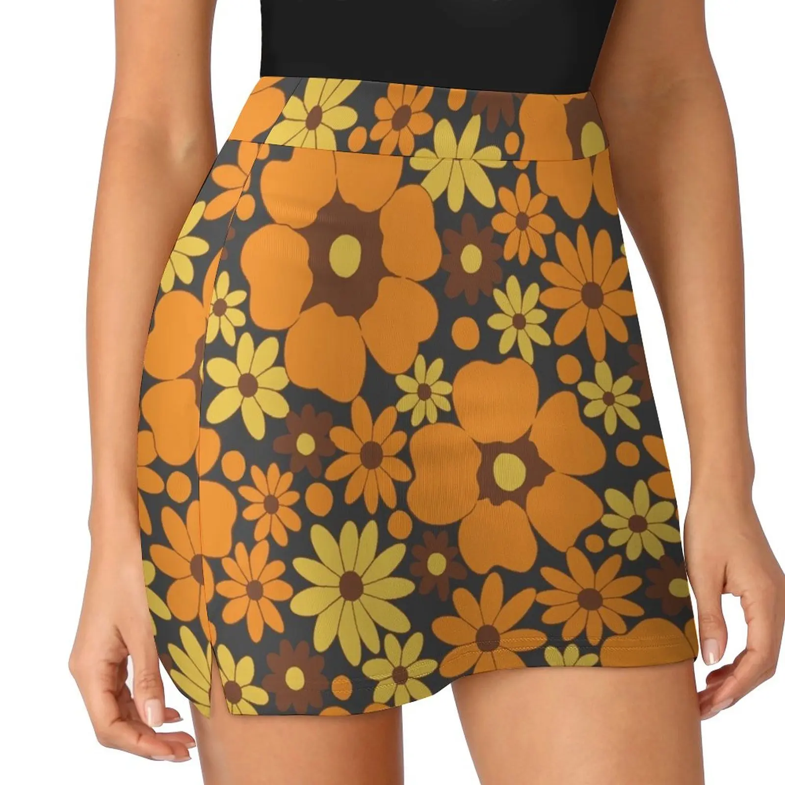 

70s Fall Floral Pattern (Dark Version) Mini Skirt skirt for women summer outfits for women 2025