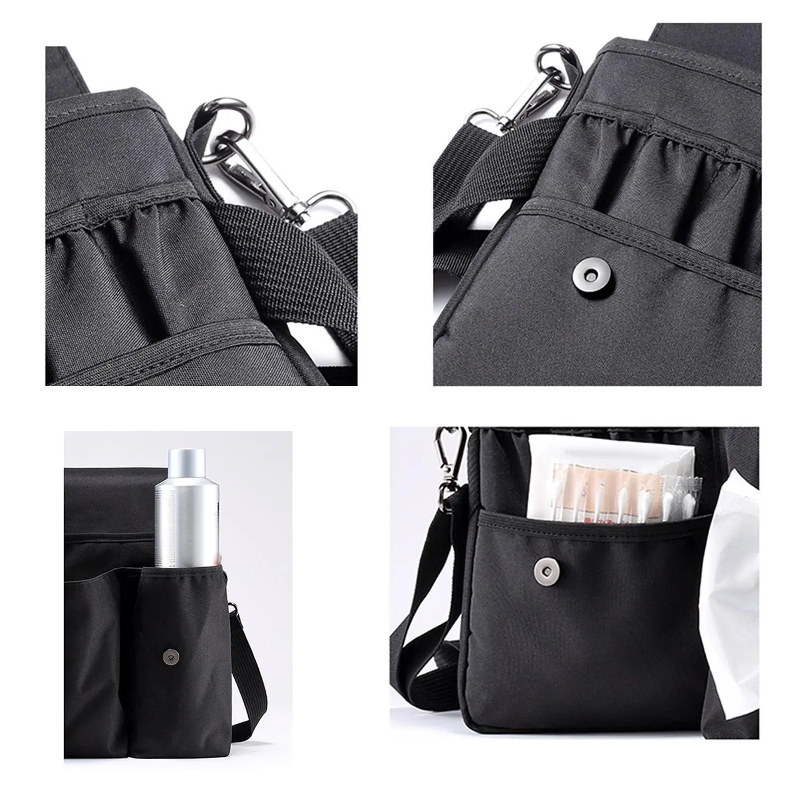 Portable Canvas Cosmetic Belt Bag Multi Pocket Apron Makeup Pouch for Travel and Beauty Tool Organization