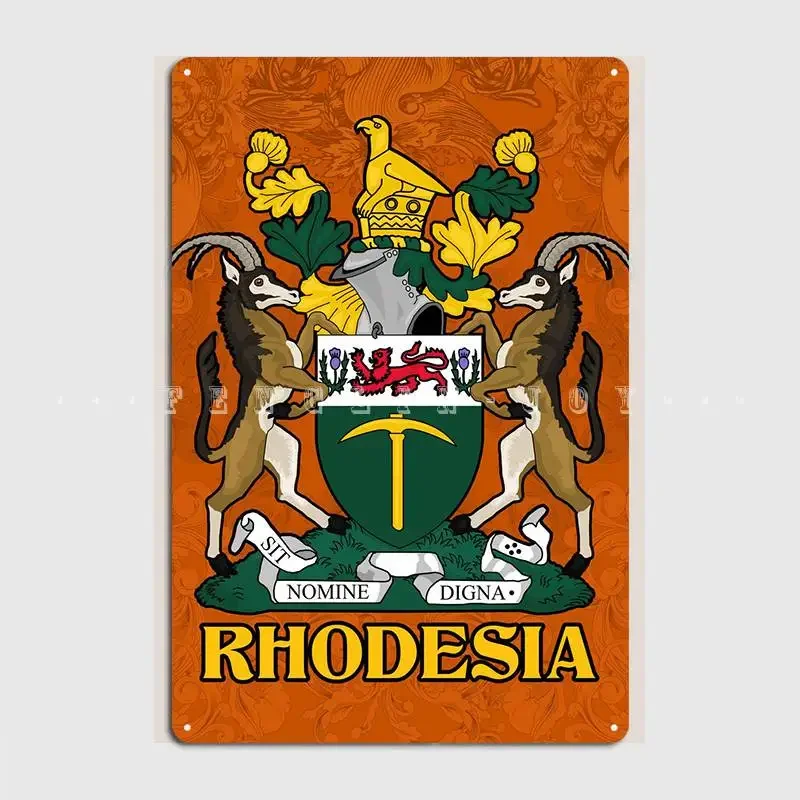 Rhodesia Coat Of Arms Metal Plaque Poster Pub Wall Design Poster Tin Sign Poster