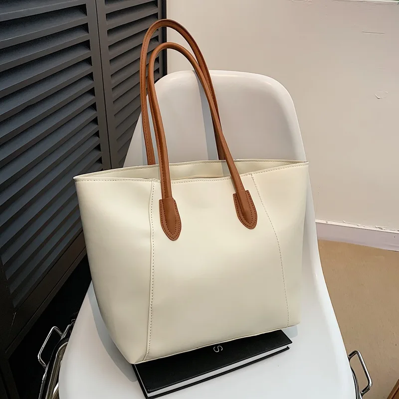 Tote bag women's large-capacity commuter bag, high-end sense versatile shoulder bag, simple class bag