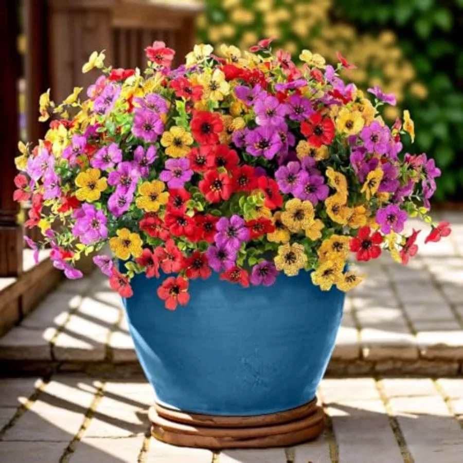 

Artificial Flowers Outdoor Fake Plants Faux Silk Flowers Plastic Plants for Outdoors Indoor Outside Front Porch Hanging Planter