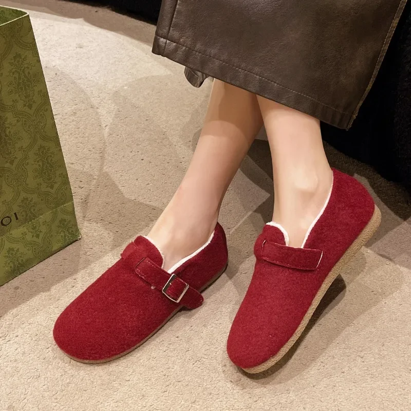 Sepatu wanita kualitas tinggi, sepatu wanita kualitas tinggi, sepatu flat kasual harian, tali gesper, sepatu wanita model Romawi, ujung bulat, sepatu wanita 2024