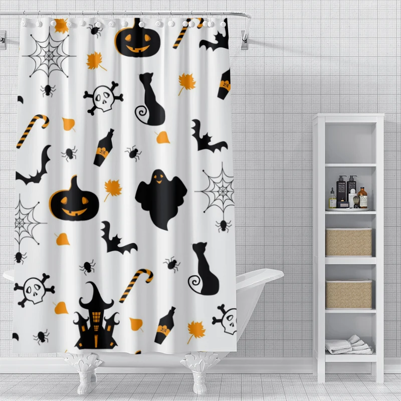 Home decoration shower curtains for bathroom waterproof curtain fabric Modern Nordic style Living Room Halloween Autumn Pumpkin