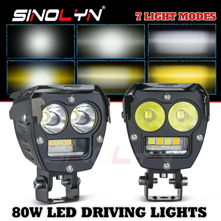 

Sinolyn 80W LED Spotlight Driving Lights 7 Modes LED Light For ATV Car Motorcycle Truck SUV Bus Off Road Accessories 4x4 Styling