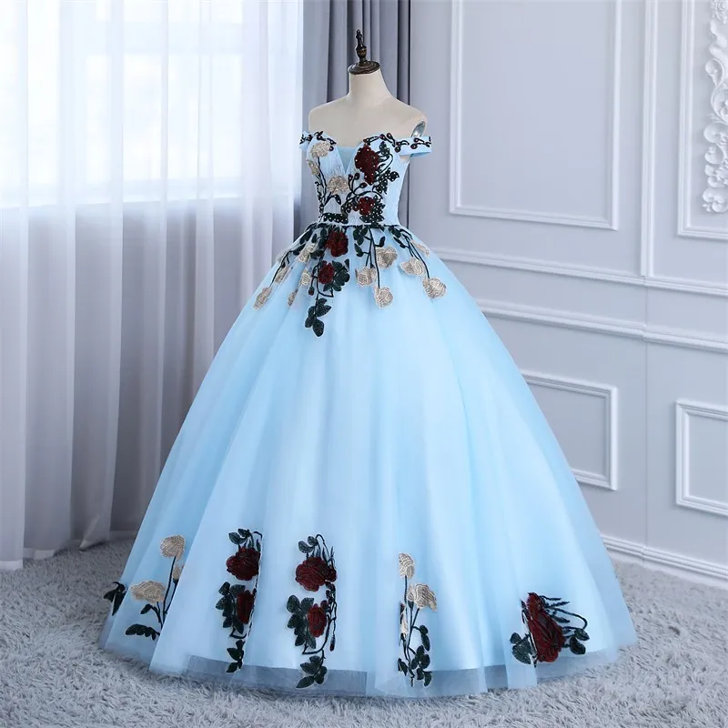 2024 New Sweet Vestidos Quinceanera Dresses Luxury Flower Off The Shoulder Party Gown Formal Dress Real Photo Ashley Gloria